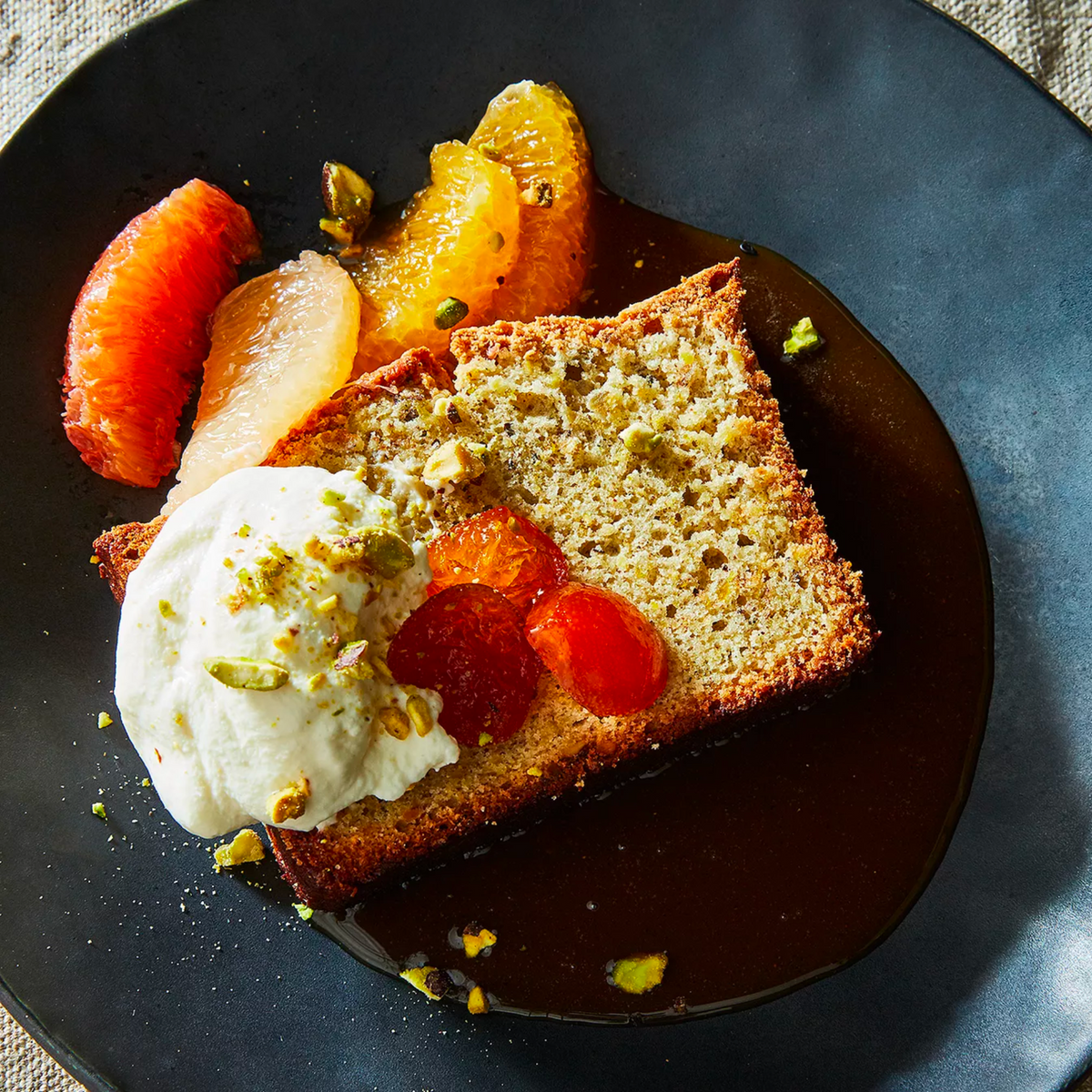 PISTACHIO MERINGUE CAKE WITH CANDIED CUMQUATS & CARAMEL SAUCE – Cumquats Australia